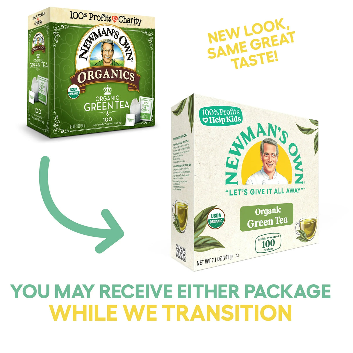 Newman's Own Organics 100% Pure Green Tea Bags (Pack of 5)
