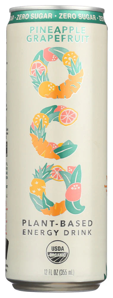Oca - Organic Pineapple Energy Drink, 12 fl oz (Pack of 12) - Healthy Beverage Case