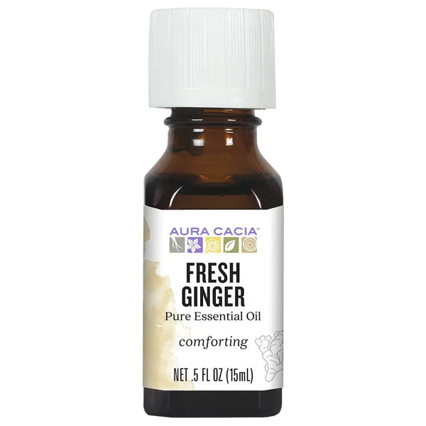 Aura Cacia Fresh Ginger Essential Oil, 0.5 Fl Oz, Pure & Energizing Aromatherapy