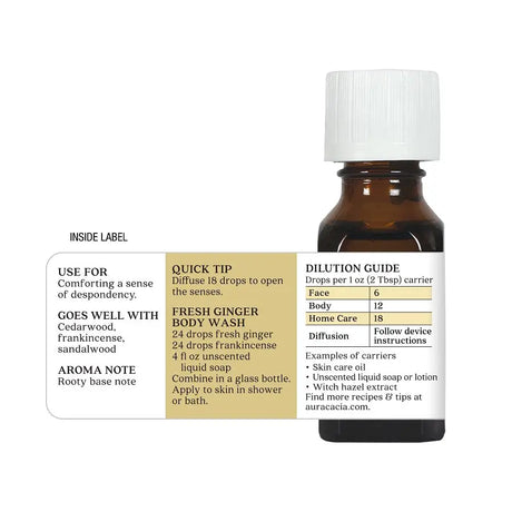 Aura Cacia Fresh Ginger Essential Oil, 0.5 Fl Oz, Pure & Energizing Aromatherapy