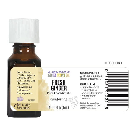 Aura Cacia Fresh Ginger Essential Oil, 0.5 Fl Oz, Pure & Energizing Aromatherapy
