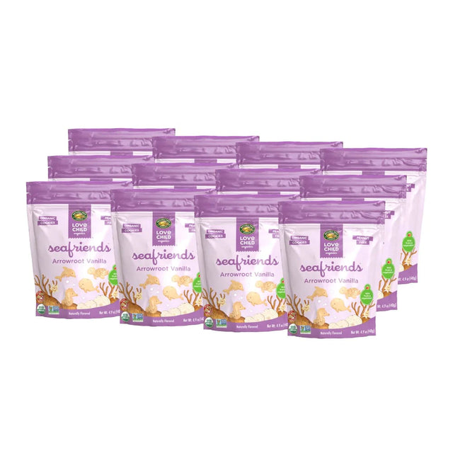 Love Child Organics - Arrowroot Vanilla Cookies, 4.9 oz (Pack of 12) - Organic Dairy-Free Kosher