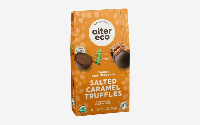 Alter Eco Organic Salted Caramel Truffles – Gluten-Free Gourmet Swiss Chocolate, Pack of 12-2.1 Oz