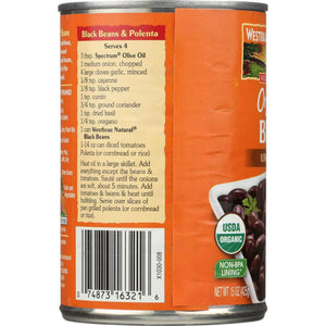 Westbrae Foods Organic Low Sodium Black Beans, Case of 12, 15 Oz – USDA Certified Organic Canned Beans