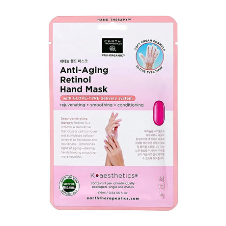 Earth Therapeutics - Retinol Anti-Aging Hand Mask, 1 Pair (Single Pack) - Wrinkle Repair Treatment