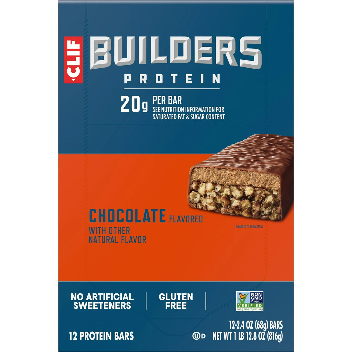 Clif Builder's Protein Bar, Chocolate Chip, 2.4 oz, Pack of 12