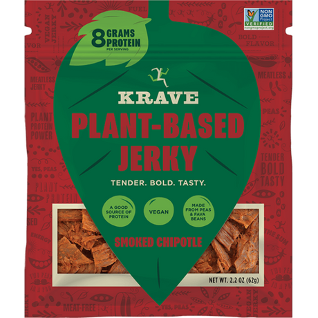 Krave Smoked Chipotle Plant Jerky - 8 Pack of 2.2 Oz Vegan Jerky - Cozy Farm 