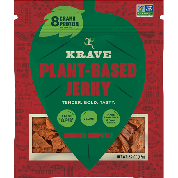 Krave Smoked Chipotle Plant Jerky - 8 Pack of 2.2 Oz Vegan Jerky - Cozy Farm 