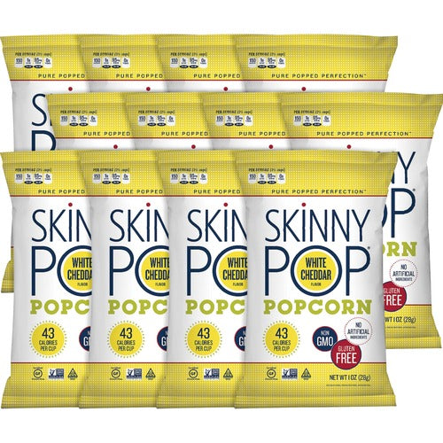 SkinnyPop White Cheddar Popcorn, 1 oz., Pack of 12