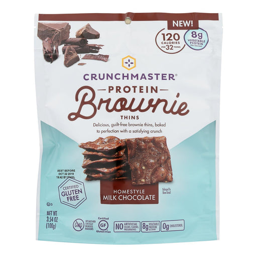 Crunchmaster Protein Brownie Thins Homestyle Milk Chocolate - Case Of 12 - 3.54 Oz - Cozy Farm 