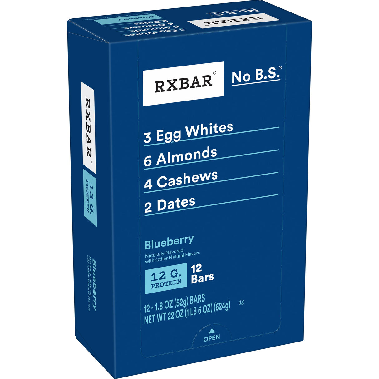 Box of RXBAR Blueberry flavor on a white background