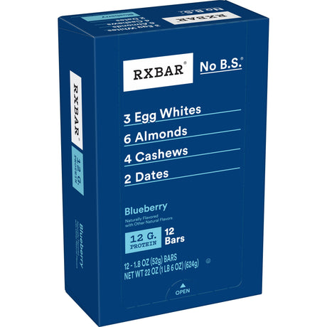 Box of RXBAR Blueberry flavor on a white background