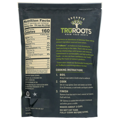 Truroots Organic Whole Grain Quinoa, 32 Oz Bags, Pack of 6