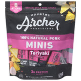 Country Archer Jrky Pork Mini Teri Sticks - Case of 10 - 4 Oz Each - Cozy Farm 
