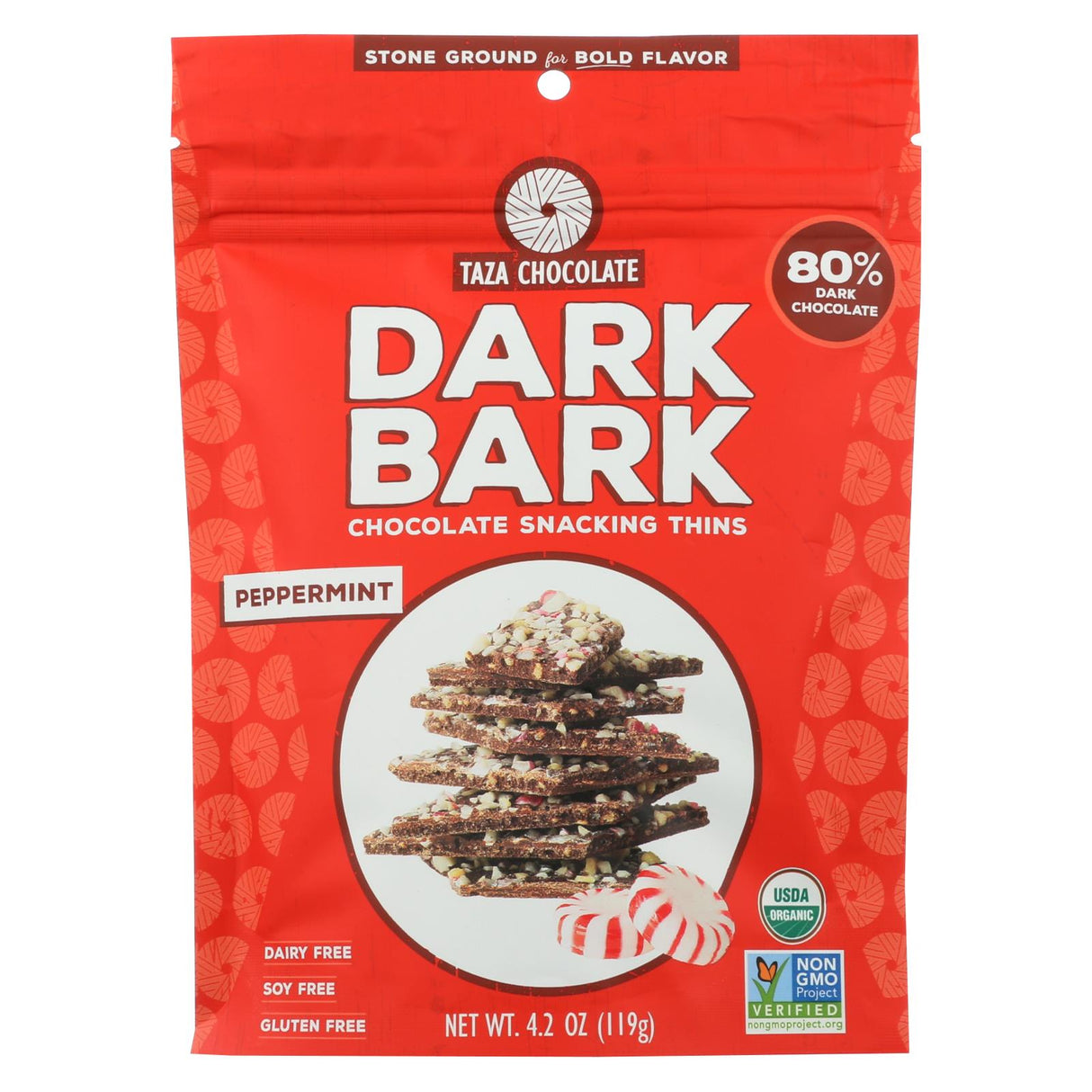 Taza Chocolate Organic Dark Bark (Pack of 12) - Peppermint - 4.2 Oz - Cozy Farm 