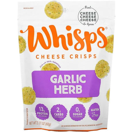 Whisps Garlic & Herb Cheese Crisps | 2.12 Oz, Case of 12 - Cozy Farm 