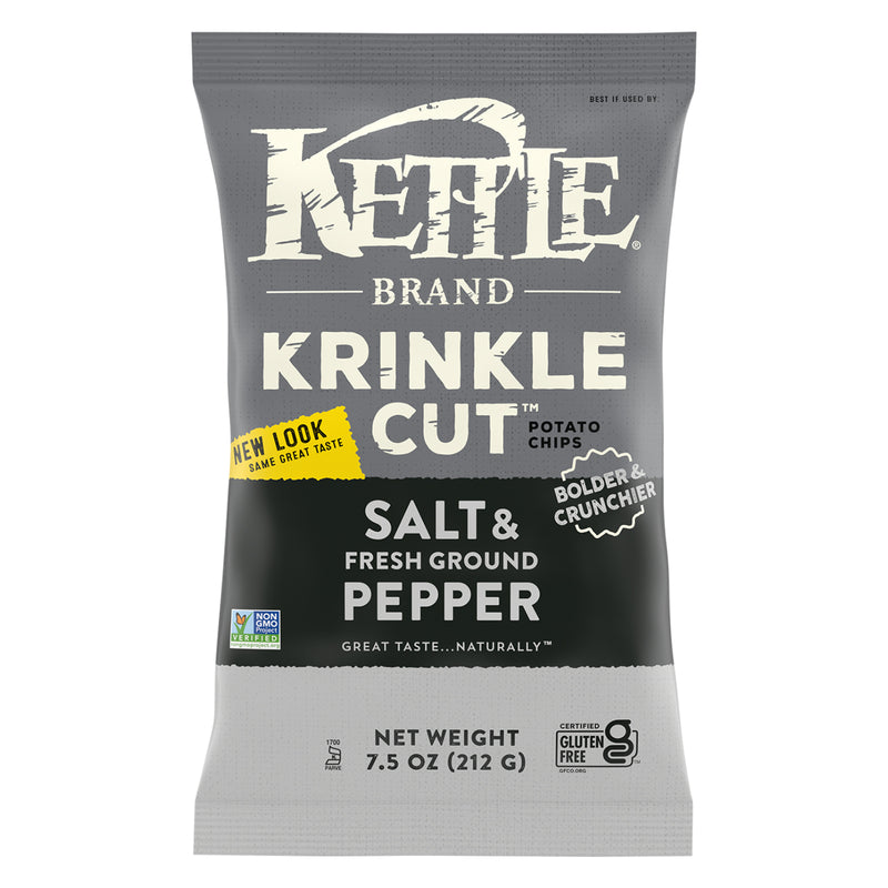 Kettle Brand Krinkle Chips Salt & Fresh Pepper, 7.5oz - Case of 12 - Cozy Farm 