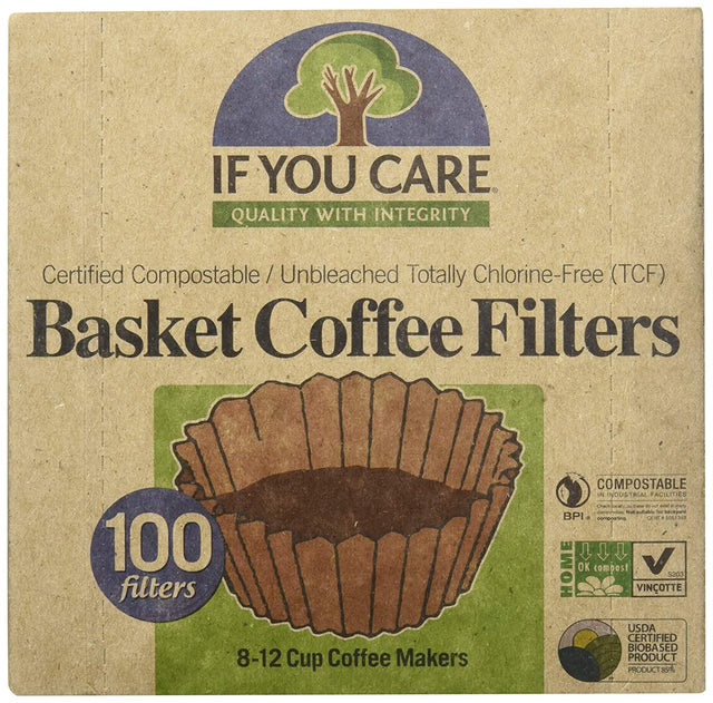 If You Care Unbleached 8-Inch Basket Coffee Filters (Pack of 36 Baskets x 100 Count) - Cozy Farm 
