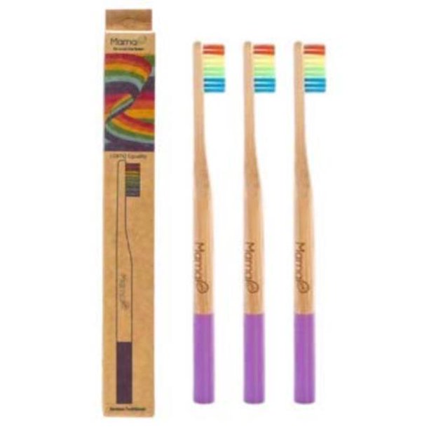Mama P - Bamboo Toothbrush Adult Rainbow Medium - Case Of 6-1 Ct - Cozy Farm 