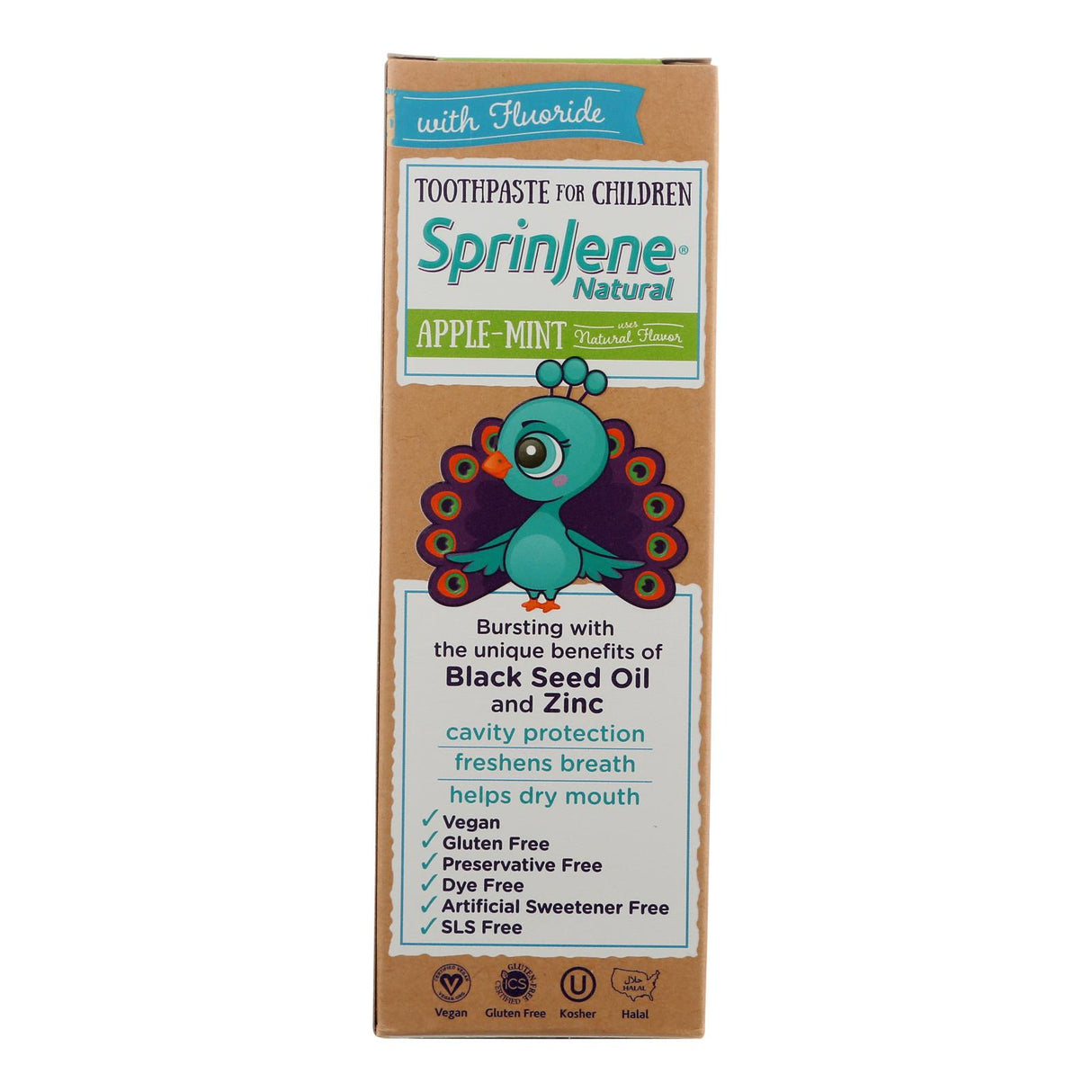 Sprinjene Natural Kids' Toothpaste: Crisp Apple Mint Flavor - 3.5oz Fl. - Cozy Farm 