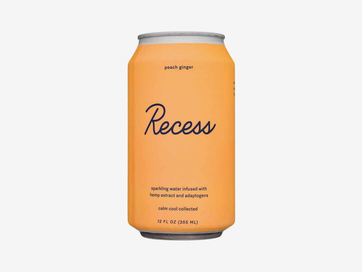 Recess Sparkling Water, Peach Ginger Magnesium - 12-12 Fl Oz Cans (Pack of 12) - Cozy Farm 