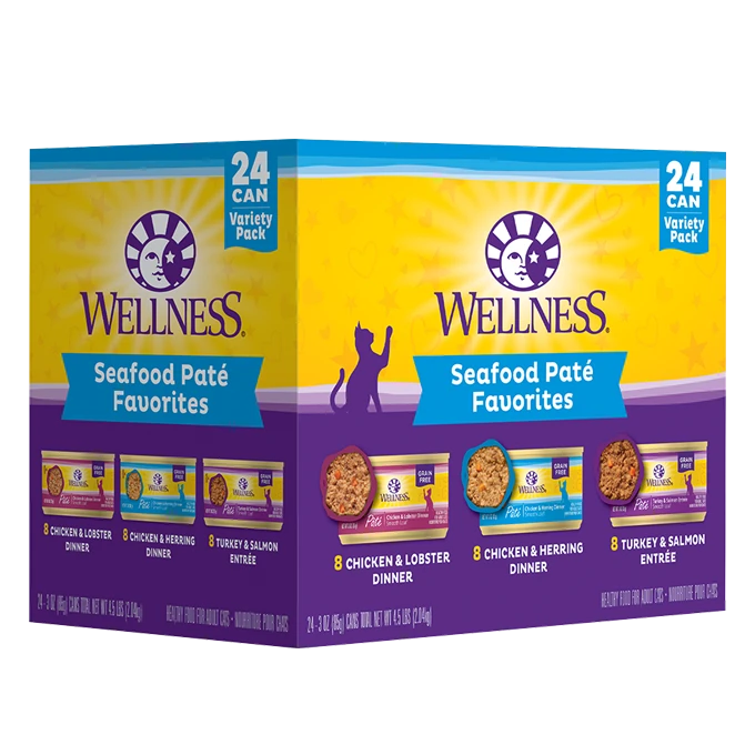 Wellness Cat Favorites Seafood Pate, 3 oz (Pack of 12) - Cozy Farm 