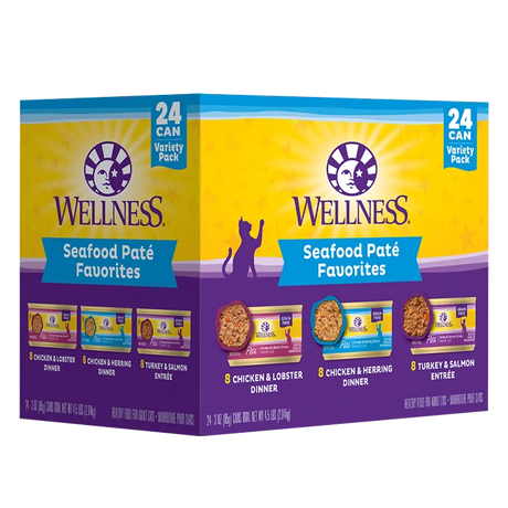 Wellness Cat Favorites Seafood Pate, 3 oz (Pack of 12) - Cozy Farm 