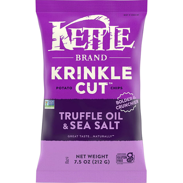 Kettle Brand Truff Sea Salt Krinkle Chips - 7.5 Oz. Bag (Case of 12) - Cozy Farm 