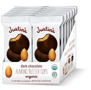 Justin's Dark Chocolate Almond Butter Cups, 1.4 oz., Pack of 12