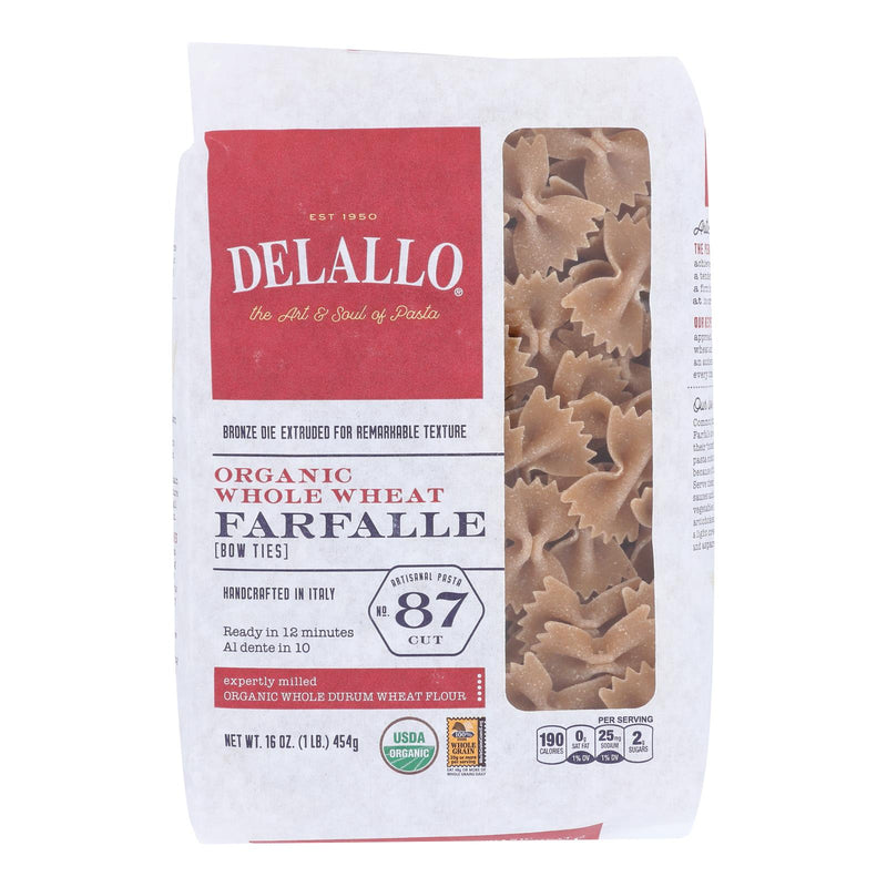 Delallo - Organic Whole Wheat Farfalle Pasta - Case Of 16 - 16 Oz. - Cozy Farm 