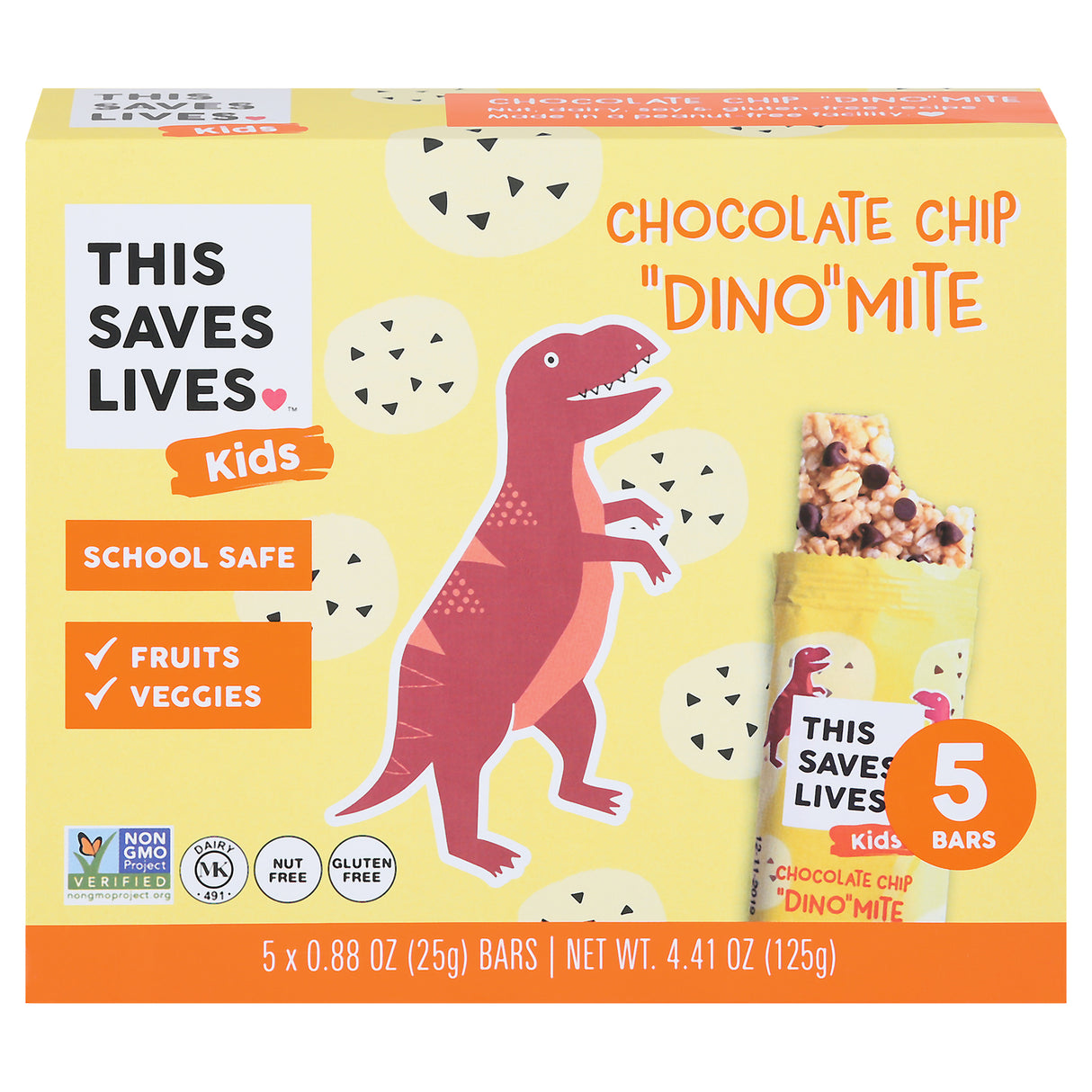 This Bar Saves Lives Chip Dino Mite Bars, 4.41 Oz, Pack of 5, Case of 12 - Cozy Farm 