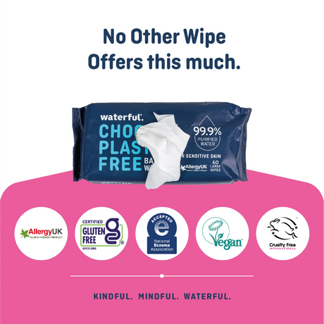Waterful Plastic-Free Baby Wipes - 180 Count (3-Pack) - Cozy Farm 