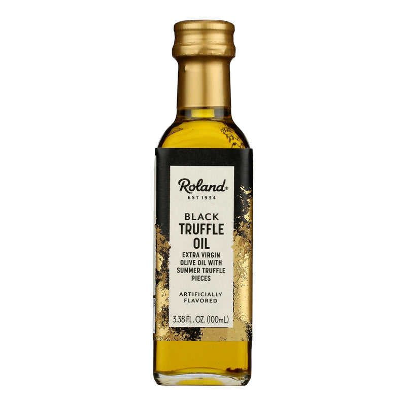Roland Black Truffle Oil Extra Virgin Olive Oil With Summer Truffle Pieces  - Case Of 12 - 3.4 Fz - Cozy Farm 