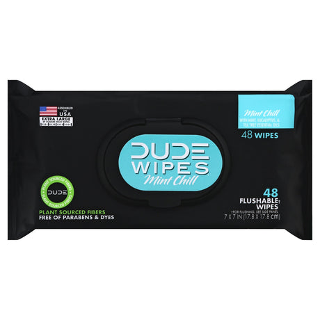 Dude Wipes Mint Chill Flushable Wipes Dispenser Pack, 8-Pack 48-Count - Cozy Farm 