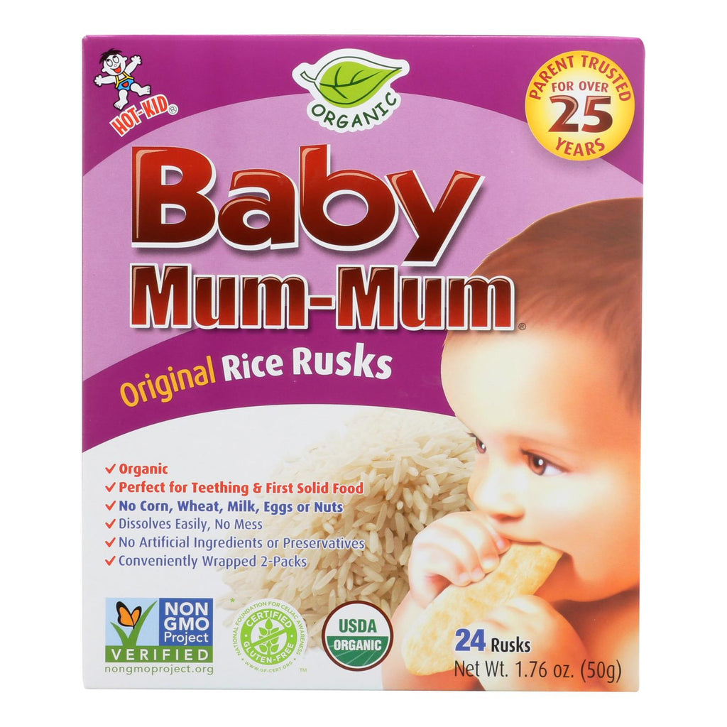 Hot Kid Organic Baby Mum (Pack of 6) 1.76 Oz Original Rice Rusks - Cozy Farm 