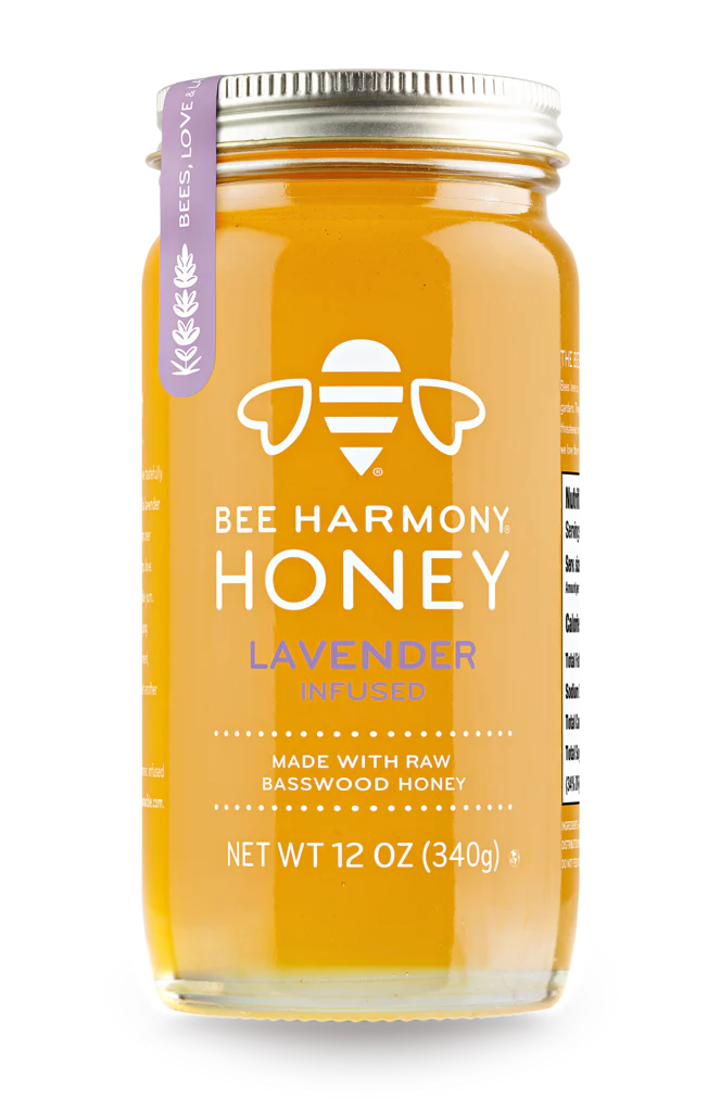Bee Harmony - Raw Lavender Honey, 12 fl oz (Pack of 6) - USA California Honey