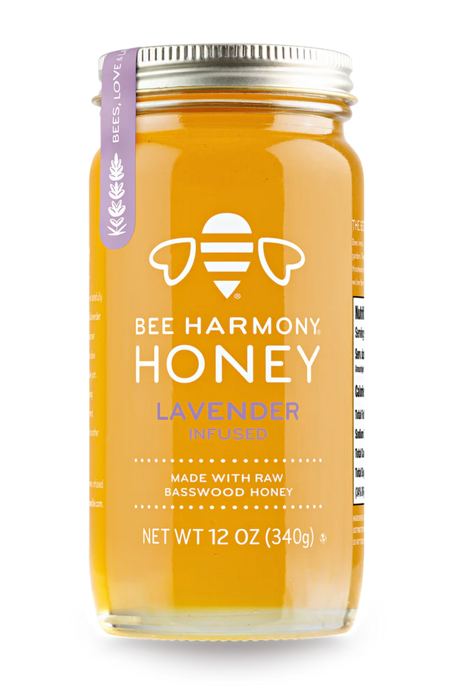 Bee Harmony - Raw Lavender Honey, 12 fl oz (Pack of 6) - USA California Honey