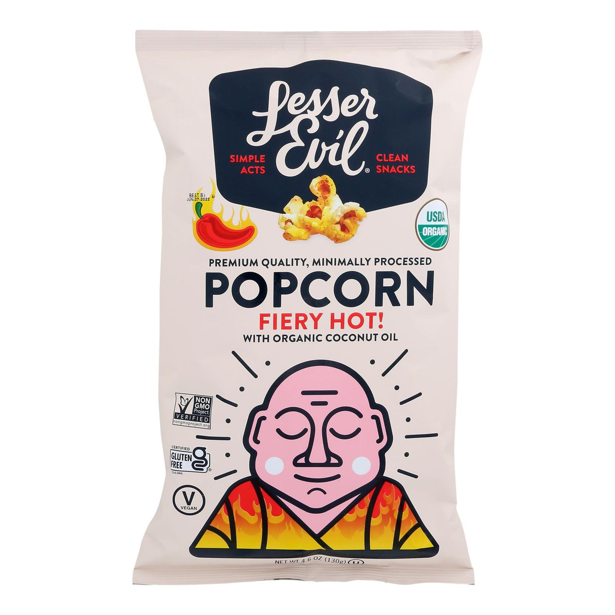 Lesser Evil Fiery Hot Popcorn - 4.6 Oz - Cozy Farm 