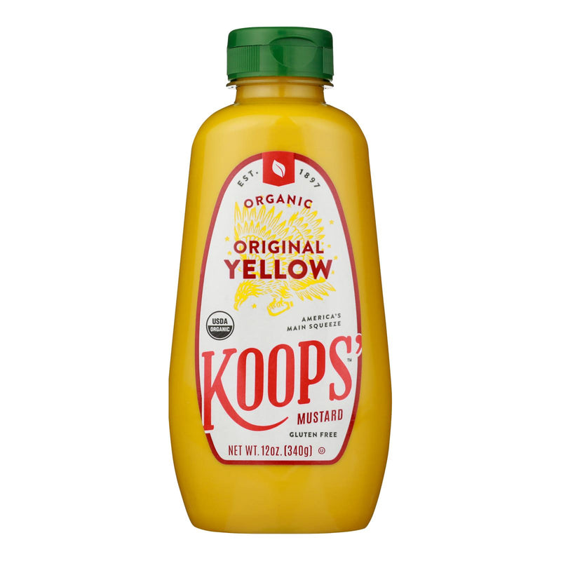 Koops Organic Yellow Mustard Gluten Free 12 Oz Pack of 12 - Cozy Farm 