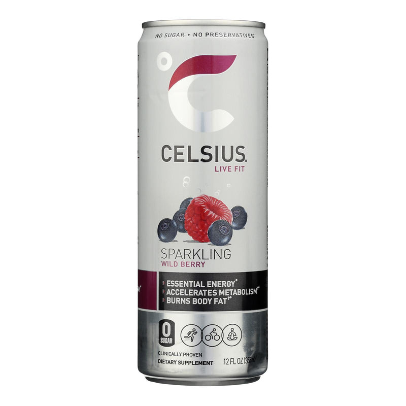 Celsius Sparkling Wild Berry Dietary Supplement, 12 Fl Oz (Case of 12) - Cozy Farm 