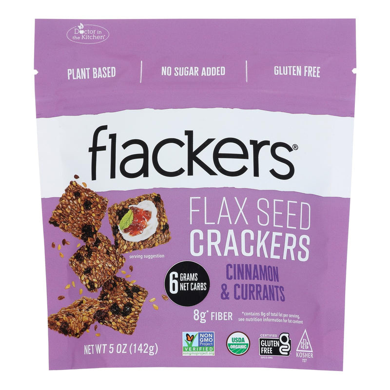 Doctor In The Kitchen Organic Flax Seed Crackers - Cinnamon & Currants - 5oz (Case Of 6) - Cozy Farm 