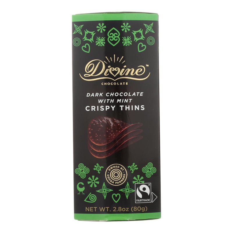 Divine Crisp Thins Dark Chocolate Mint, Case of 12 - 2.8 Oz - Cozy Farm 