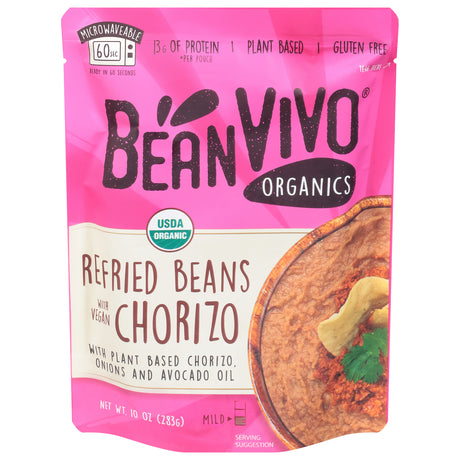 Bean Vivo Refried Beans with Chorizo Flavor - (Pack of 6 - 10 Oz) - Cozy Farm 