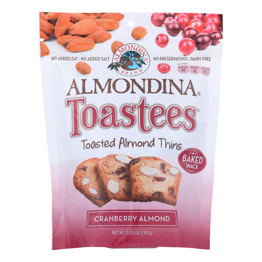 Almondina Toastees Toasted Almond Thins, Cranberry Almond, 12x5.25 Oz (Case of 12) - Cozy Farm 