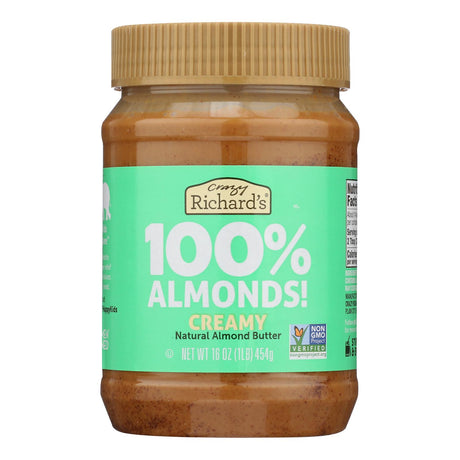 Crazy Richards Almond Butter - 100% Almond - 16 Oz - Pack of 6 - Cozy Farm 