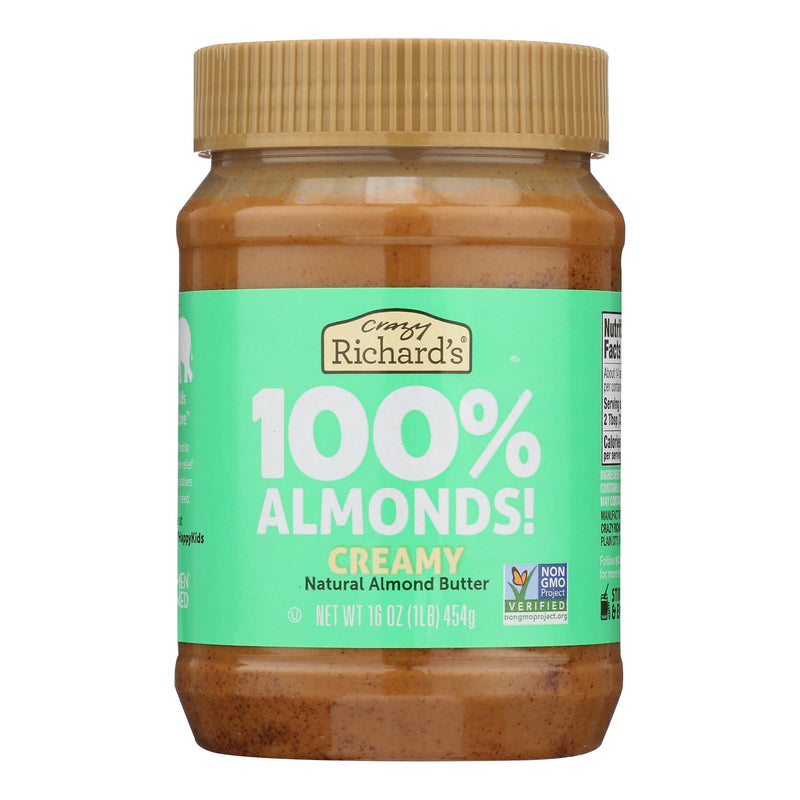 Crazy Richards Almond Butter - 100% Almond - 16 Oz - Case of 6 - Cozy Farm 