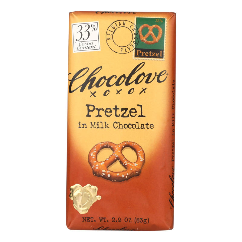 Chocolove Xoxox - Premium Chocolate Bar - Milk Chocolate - Pretzel - 2.9 Oz Bars - Case Of 12 - Cozy Farm 