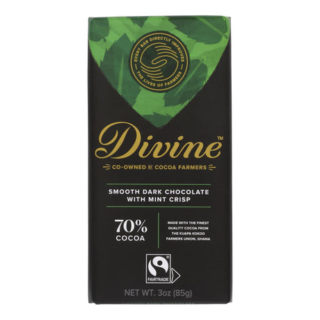 Divine Dark Chocolate Bar with Mint Crisp - 12 Pack - 3 Oz - Cozy Farm 