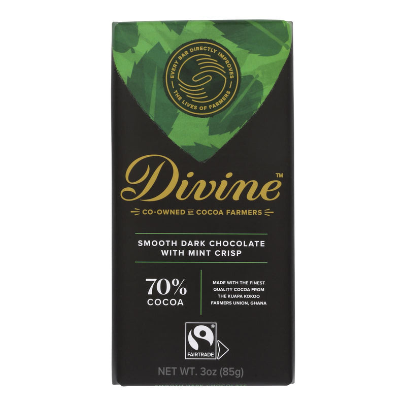 Divine - Bar Chocolate Dark W/mint Crisp - Case Of 12 - 3 Oz - Cozy Farm 