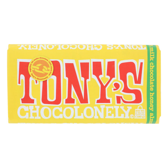 Tony's Chocolonely Honey Almond Nougat Chocolate Bar, 6.35 oz, Case of 15 - Cozy Farm 